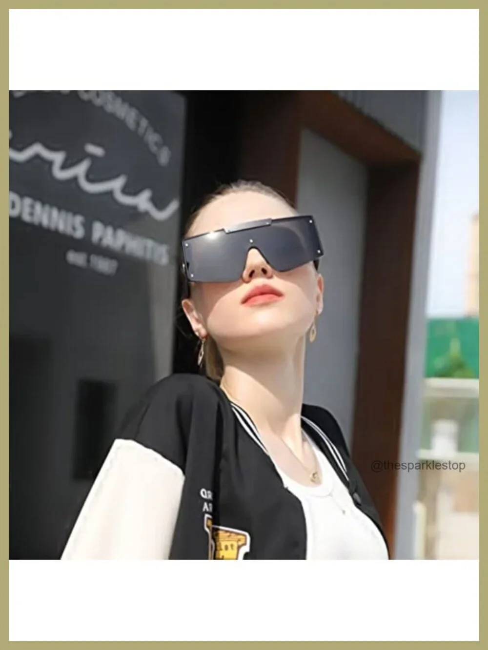 Oversized Flat Top Shield Sunglasses UV400 Protection Polycarbonate Frame